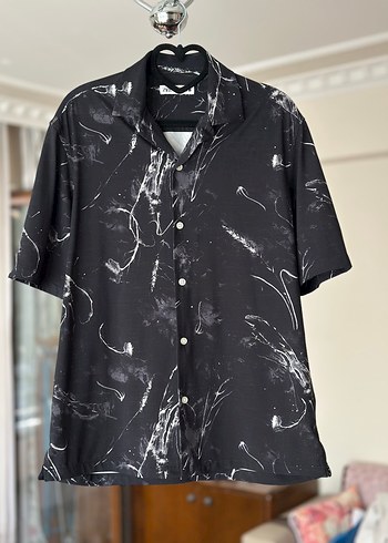 Zara Erkek Siyah Batik Desenli Kısa Kollu Gömlek - Görsel 3