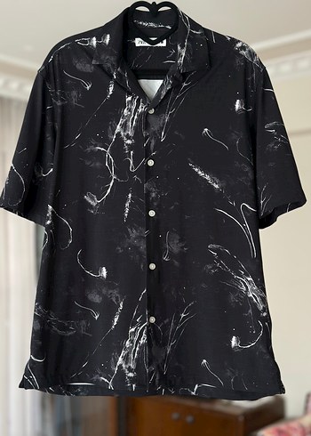 Zara Erkek Siyah Batik Desenli Kısa Kollu Gömlek - Görsel 2