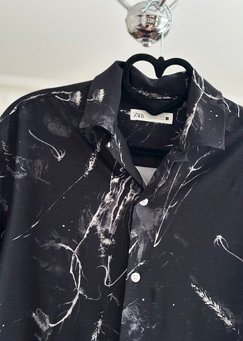 Zara Erkek Siyah Batik Desenli Kısa Kollu Gömlek - Görsel 5