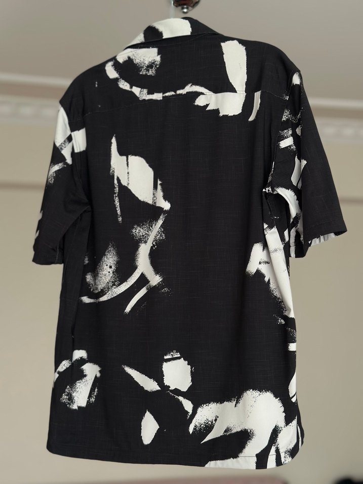 Zara Siyah Baskılı Kısa Kollu  Gömlek - Görsel 5