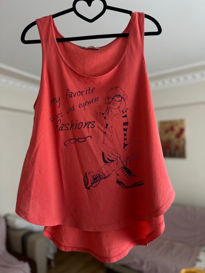 Nar Çiçeği Baskılı Atlet - Görsel 3