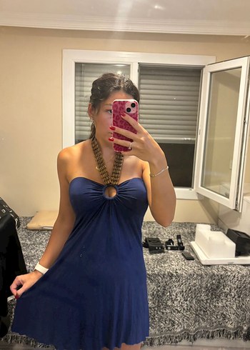 Boyundan Bağlamalı Mini Elbise