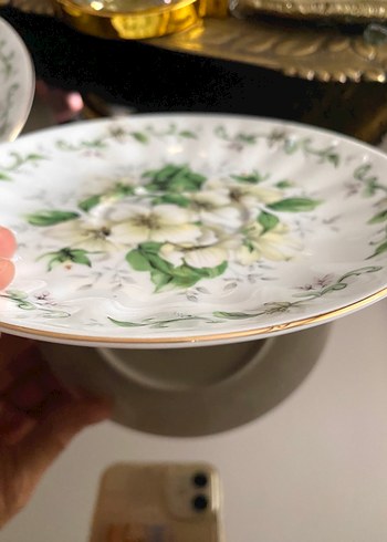 Çiçek Desenli Beyaz Çay Tabağı - Görsel 5