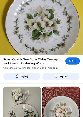 Çiçek Desenli Beyaz Çay Tabağı - Görsel 7