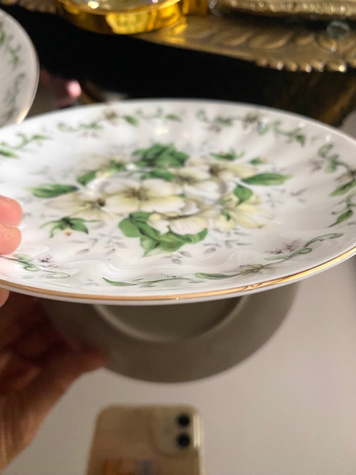 Çiçek Desenli Beyaz Çay Tabağı - Görsel 5