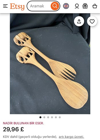 Fil Figürlü Ahşap Servis Kaşığı ve Çatalı - Görsel 4