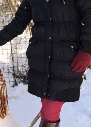 Siyah Kadın Kışlık Mont - Görsel 5