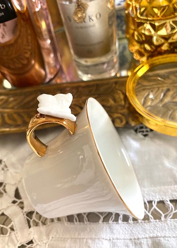 Porselen Beyaz Kelebekli Fincan - Görsel 3