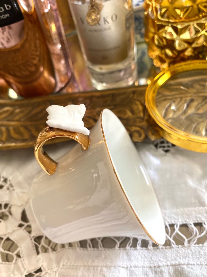 Porselen Beyaz  Kelebekli Fincan - Görsel 3