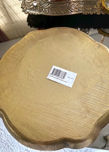 Soyut Desenli Altın Renkli Tepsi - Görsel 4