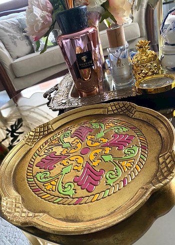 Soyut Desenli Altın Renkli Tepsi - Görsel 2