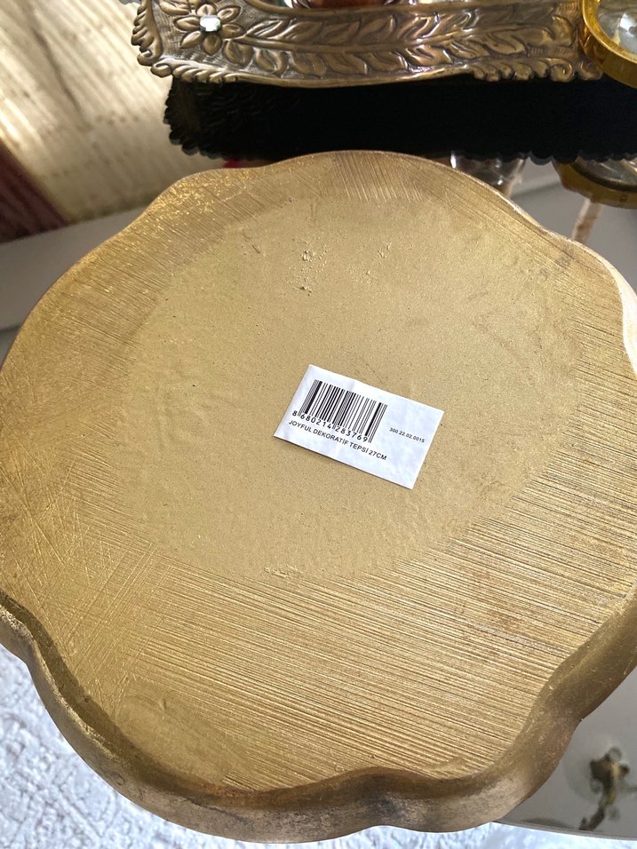 Soyut Desenli Altın Renkli Tepsi - Görsel 4