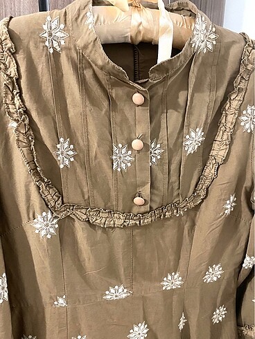 m Beden camel Renk Vintage Elbise