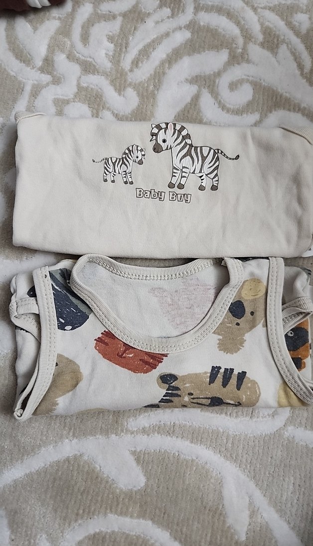 Zebra Desenli Kolsuz Bebek Çıtçıtlı Body 3 adet - Görsel 2