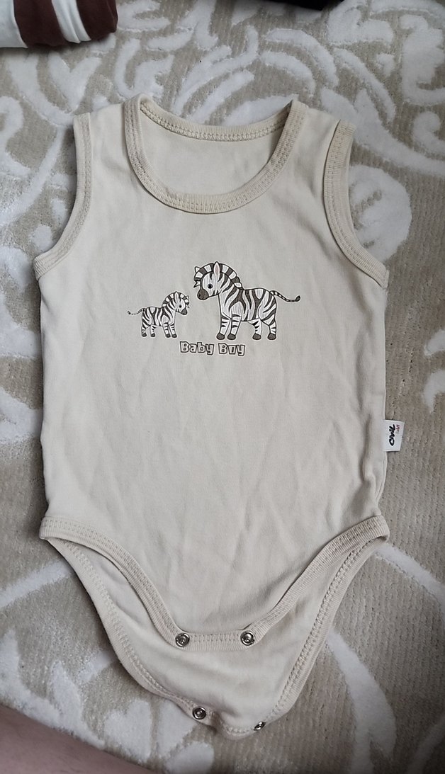 Zebra Desenli Kolsuz Bebek Çıtçıtlı Body 3 adet - Görsel 3