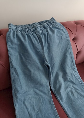 Diğer Düğmeli Bol Kesim Midi Kot Pantolon