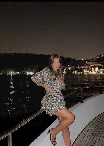 Leopar Desenli V Yaka Midi Elbise - Görsel 2