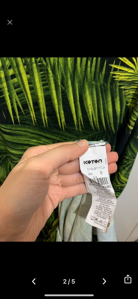 Yeşil Yaprak Desenli Uzun Straplez Elbise - Görsel 2