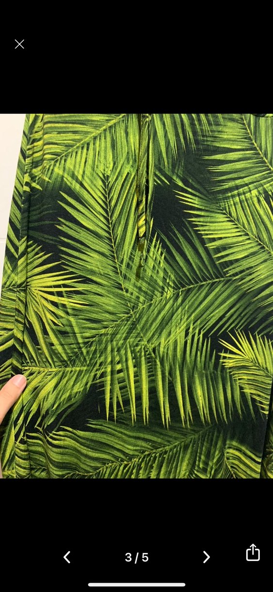 Yeşil Yaprak Desenli Uzun Straplez Elbise - Görsel 3