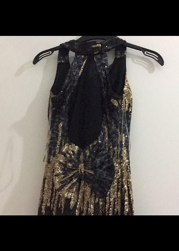 Payetli Desenli Uzun Abiye Elbise - Görsel 4