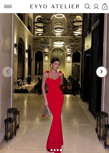 Kırmızı Askılı Uzun Abiye Elbise - Görsel 2