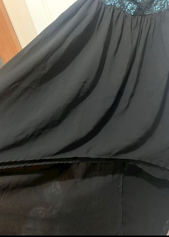 Siyah Drapeli Uzun Abiye Elbise - Görsel 4