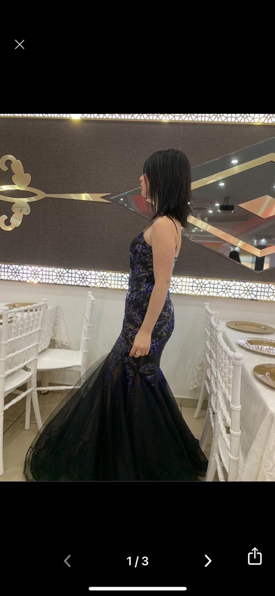 Uzun Lacivert Straplez Drapeli Abiye Elbise - Görsel 2