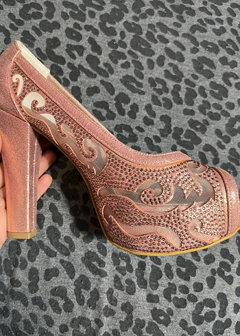 Pembe Parlak Platform Topuklu Düğün Ayakkabısı - Görsel 5