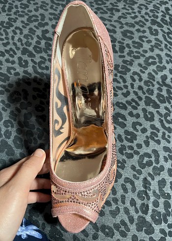 Pembe Parlak Platform Topuklu Düğün Ayakkabısı - Görsel 3