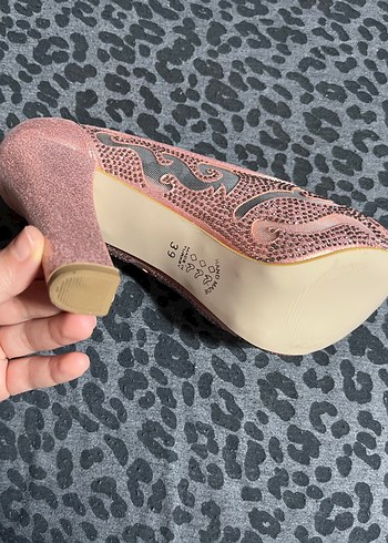 Pembe Parlak Platform Topuklu Düğün Ayakkabısı - Görsel 4