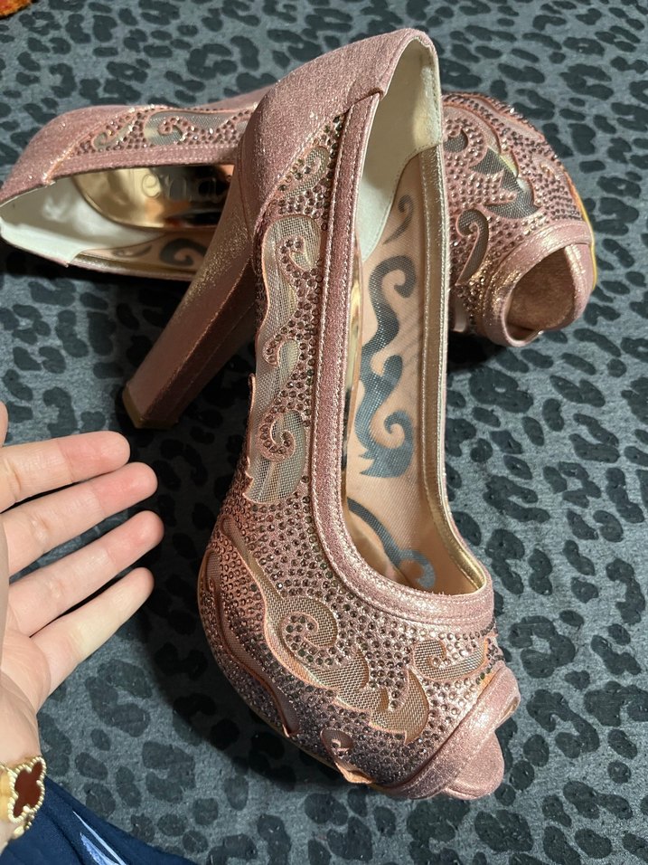 Pembe Parlak Platform Topuklu Düğün Ayakkabısı - Görsel 2