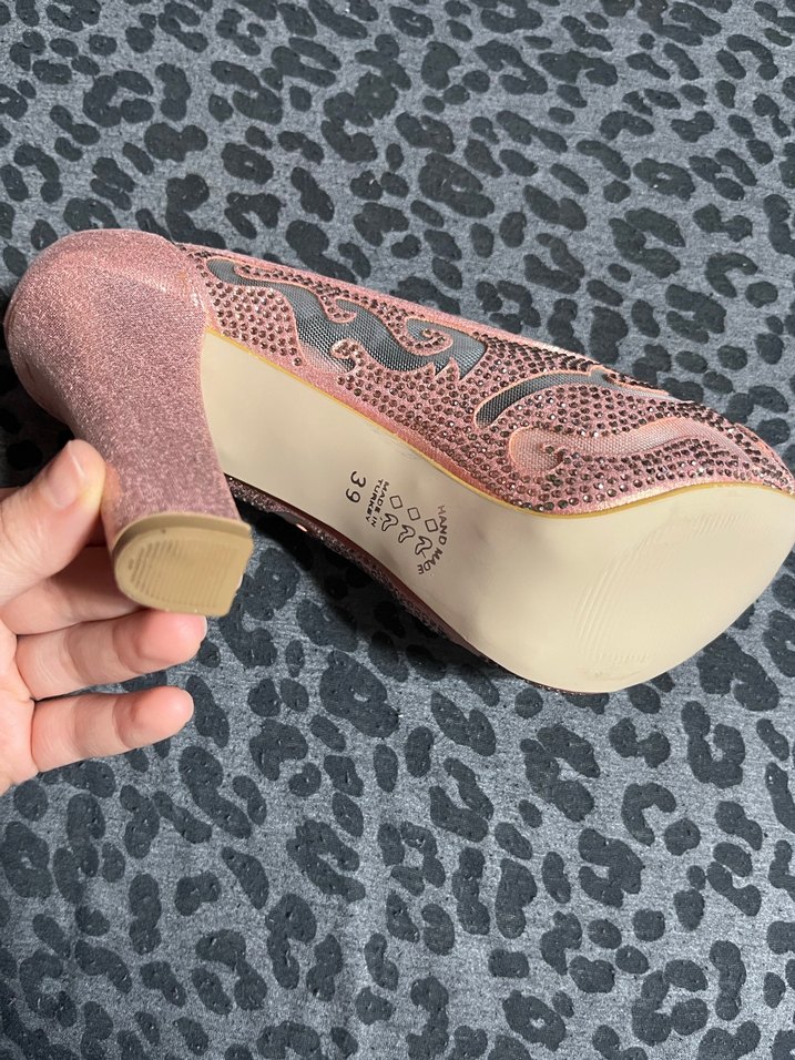 Pembe Parlak Platform Topuklu Düğün Ayakkabısı - Görsel 4