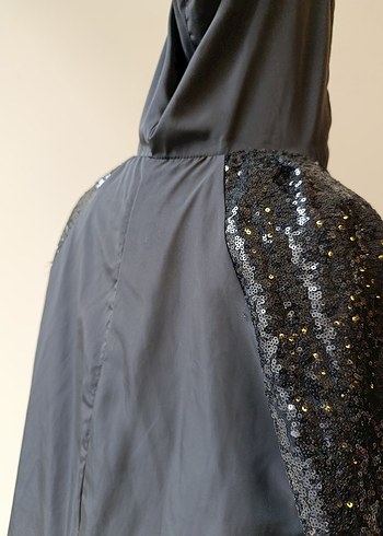 Pul payetli Kapüşonlu Fermuarlı Yağmurluk - Görsel 7