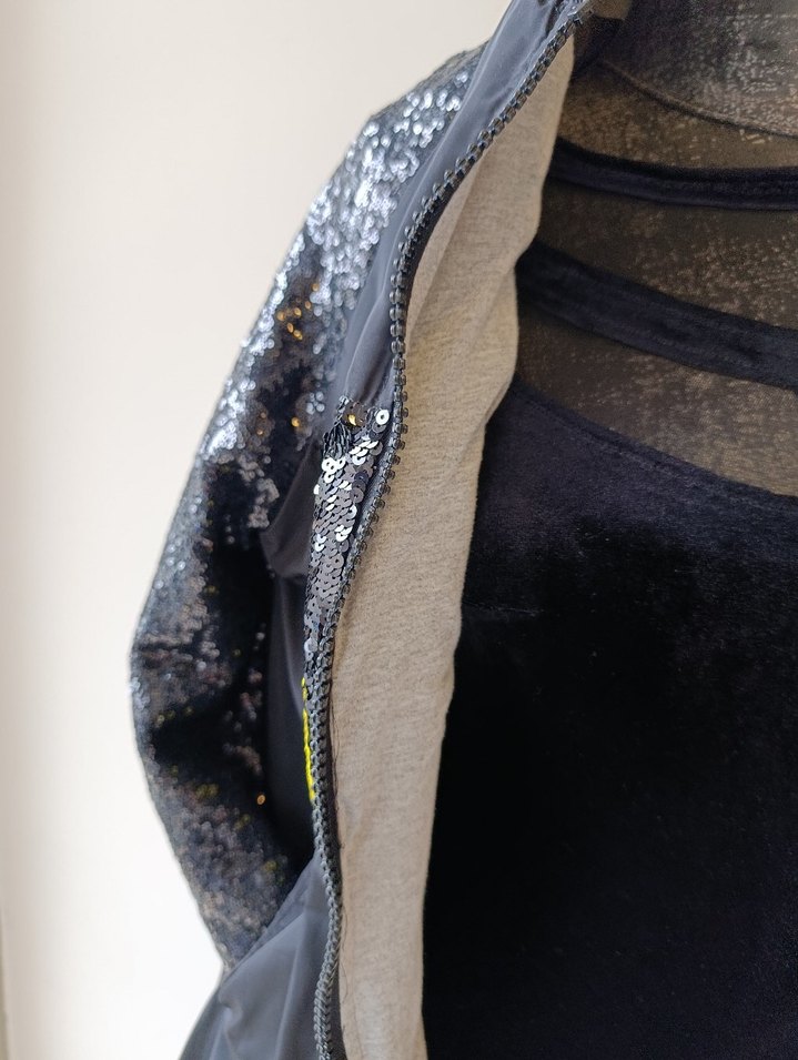 Pul payetli Kapüşonlu Fermuarlı Yağmurluk - Görsel 5