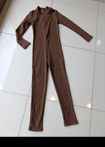 Kadın Kahverengi Uzun Tulum cepsiz - Görsel 2