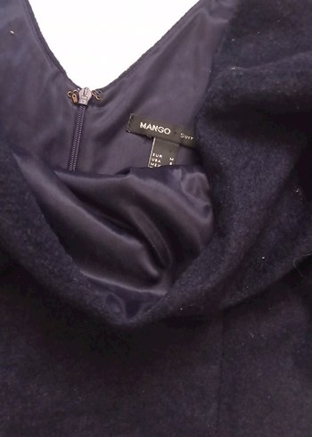 V Yaka lacivert yün Elbise - Görsel 2