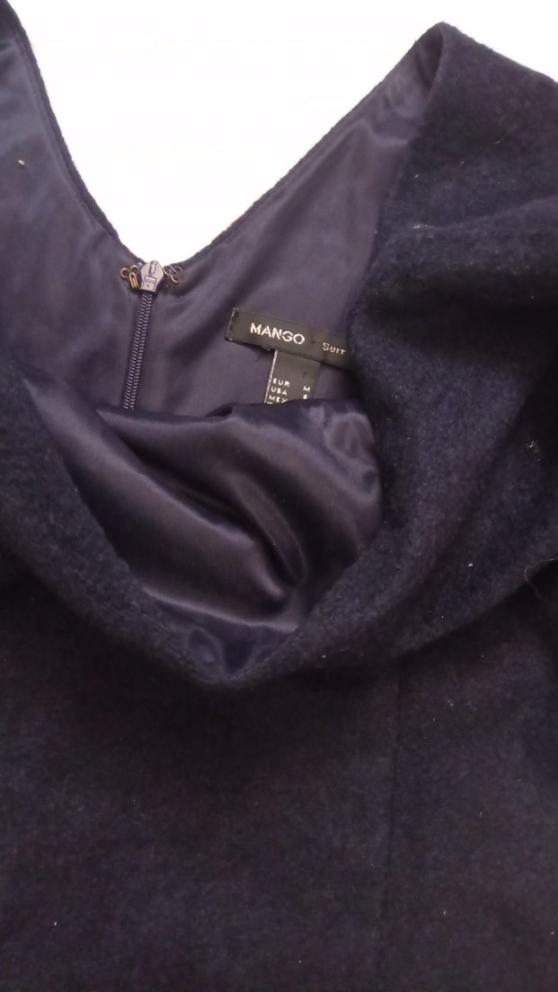 V Yaka lacivert yün Elbise - Görsel 2