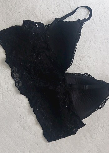 40 Beden Siyah Dantel Midi Bralet