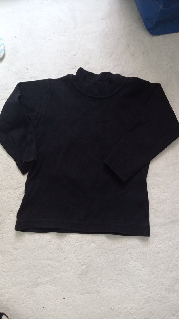 Kız Çocuk Siyah Balıkçı Yaka Sweatshirt - Görsel 2