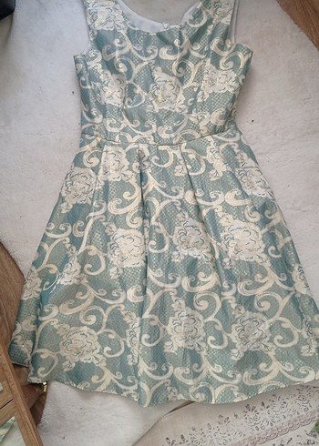 Vintage Desenli Midi Elbise - Görsel 3