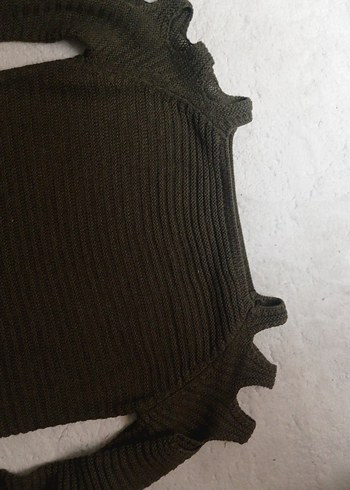 Kadın koyu yeşil Triko Uzun Kollu Kazak - Görsel 2