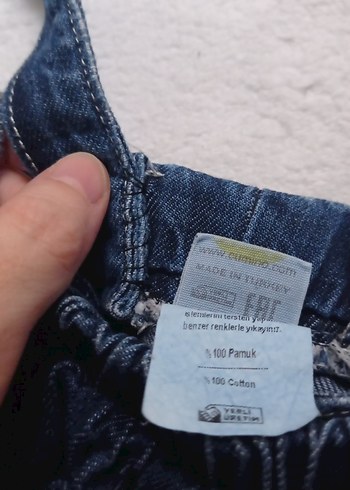 Kız Çocuk Fırfırlı Askılı Kot Şort - Görsel 3