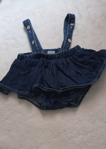 Kız Çocuk Fırfırlı Askılı Kot Şort - Görsel 2