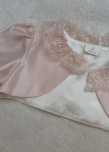 Kız Çocuk Dantelli Pembe Bolero - Görsel 2