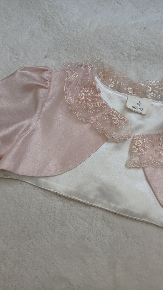 Kız Çocuk Dantelli Pembe Bolero - Görsel 2