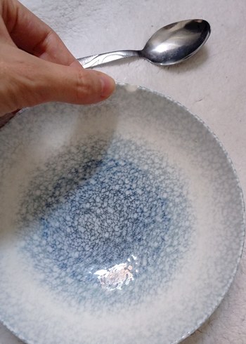 Güral Porselen Mavi Desenli Seramik Kase ve Kaşık