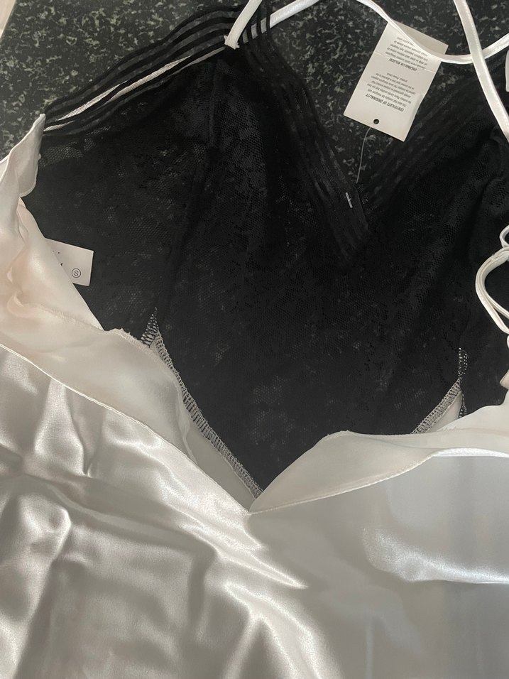 Desenli Siyah Gri Mini gecelik - Görsel 2