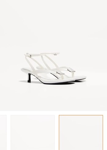 Bershka Beyaz Tokalı İnce Topuklu Kadın Sandalet