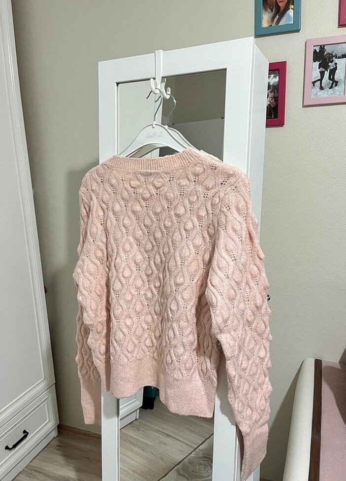 Pudra Örgü Kadın Kazak - Görsel 5