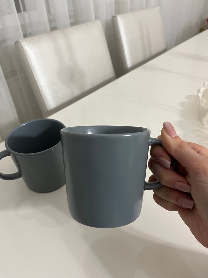 Gri Seramik İki Adet Kupa - Görsel 5